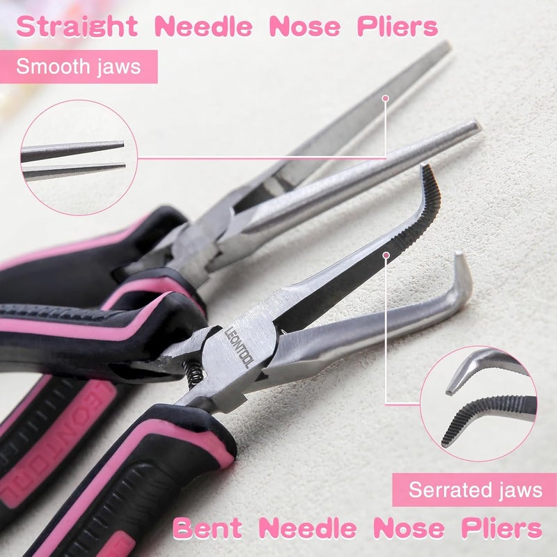 LEONTOOL Mini Needle Nose Pliers Set - Small & Extra Long Nose Pliers for Jewelry Making, Wire Wrapping & Object Gripping with Soft Grip - Image 3